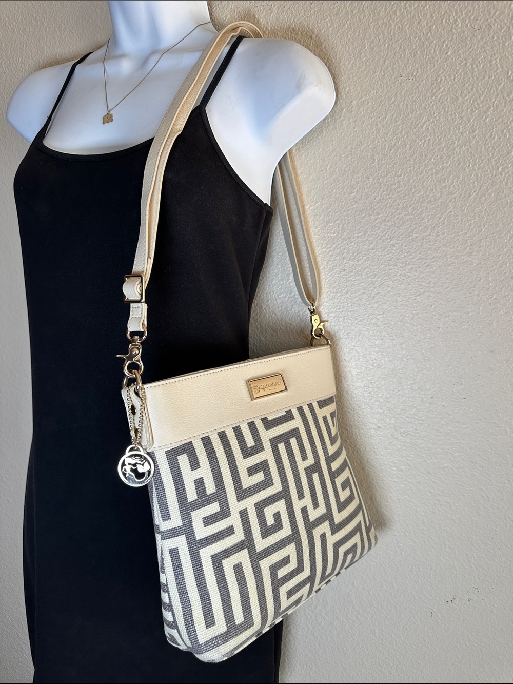 Spartina linen and leather 2-way Shoulder / Crossbody Bag